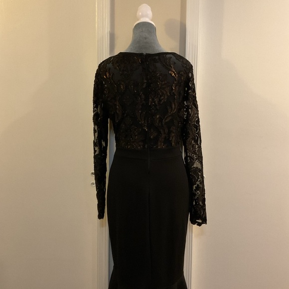 🧡 Black Lace See Thru Top Bodycon Dress - Picture 8 of 8